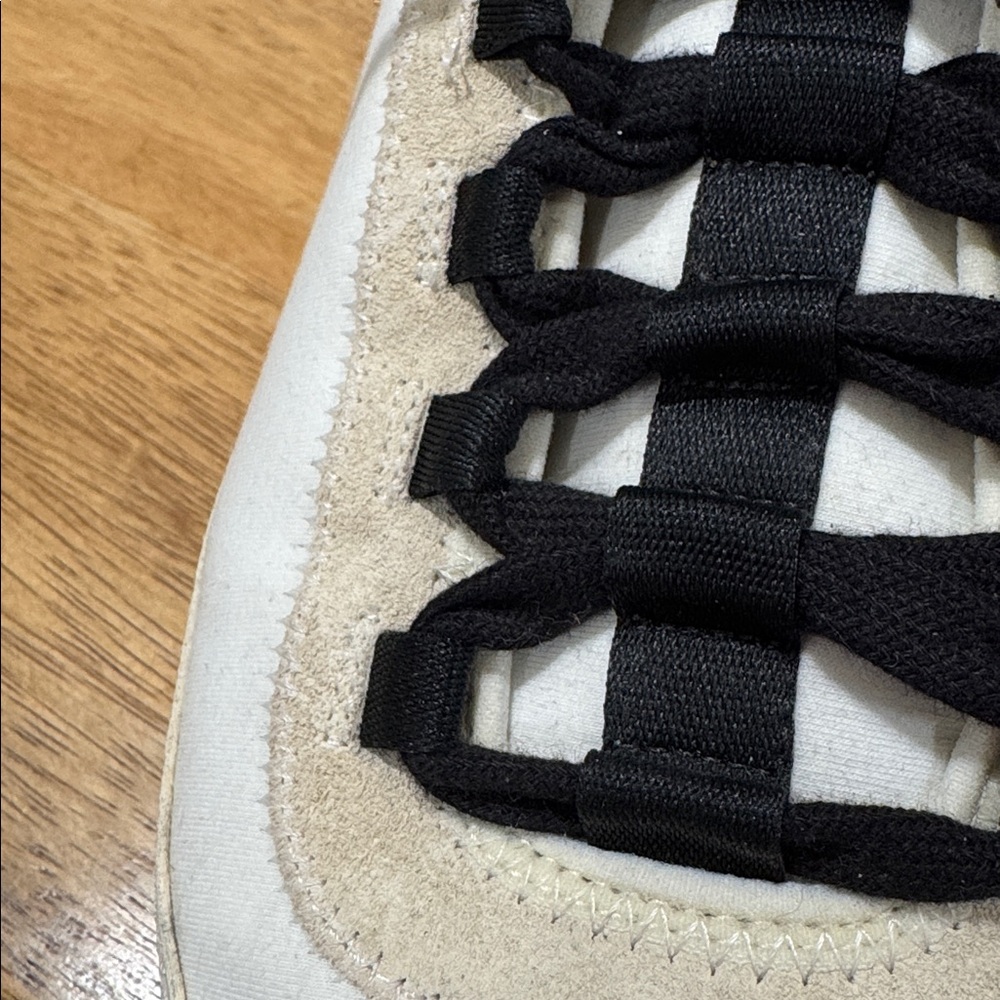 CHANEL White and Black Lace-Up Sneakers - Picture 6 of 11